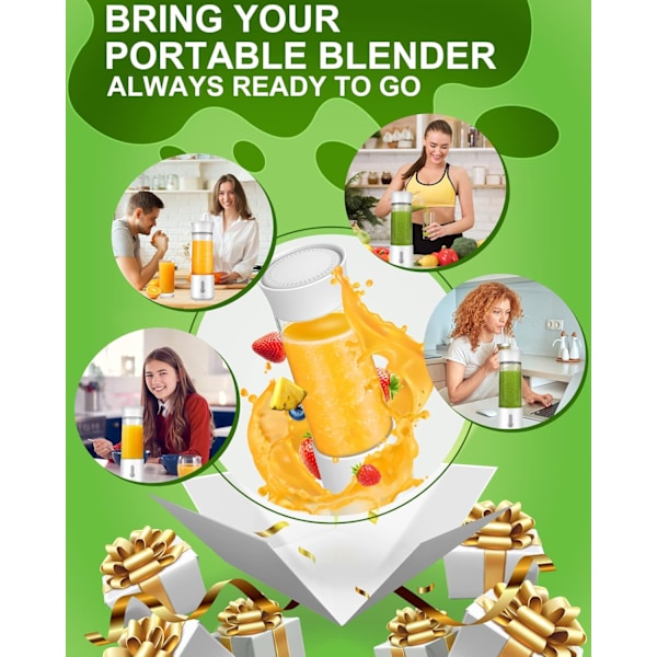 Bärbar Blender, USB Laddningsbar 4000mAh Mini Shakes Blender, 500ml BPA-Fri Resande Frukt Grönsak Babymat Saftkopp