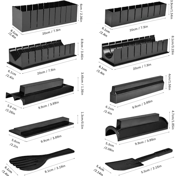 Sushi Making Kit, Deluxe Edition DIY Sushi Set, Sushi Rice Roll Mold Shapes Fork Spatula DIY TOOL