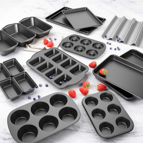 2-pack nonstick muffinform, kolstålsform för muffins, 6 koppar, enkel att rengöra