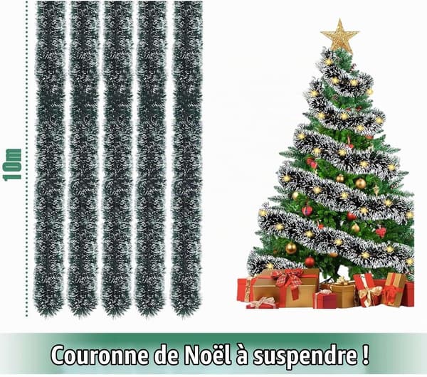 10M Juletræskrans - Hvid/Grøn Indendørs og Udendørs Dekoration - Ophæng til Julefester