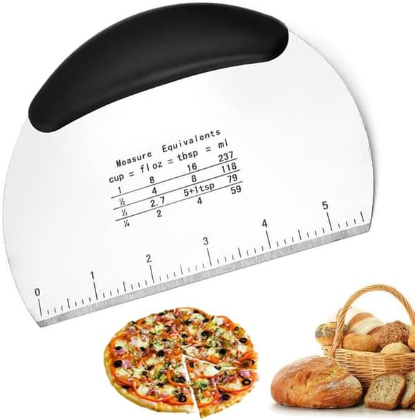 Multipurpose Pro Kraftig Rustfritt Stål Deig Kake Skrape Kutter Hakker Pizza Kutter med Måleskala