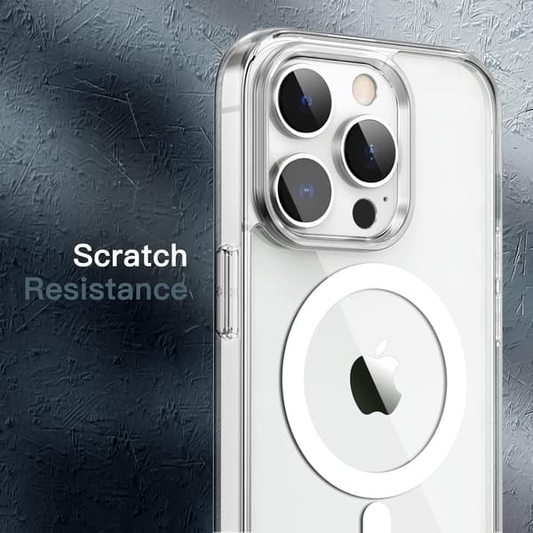Magnetisk etui til iPhone 14 Pro, gennemsigtig | Kompatibel med MagSafe, stødsikkert bumper-etui, ridsefast