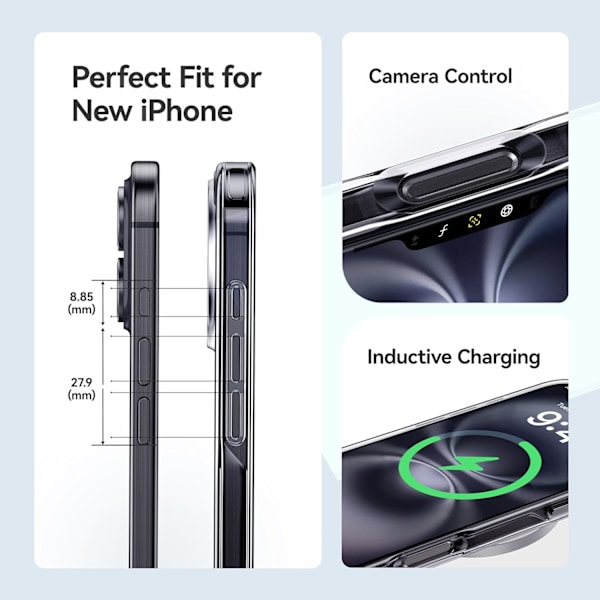 2024 Kristallinkirkas iPhone 16 -puhelinkotelo, iskunkestävä suojakotelo ohut iPhone 16 -kuori, kirkas