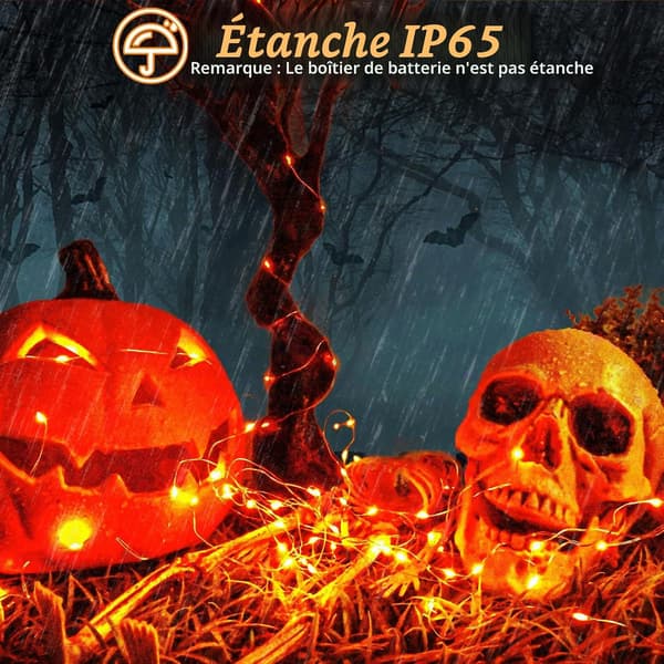 Batteridrivna ljusslingor (6-pack), 2 meter långa, 20 mini-LED, idealiska för att dekorera flaskor, jul, halloween (orange)