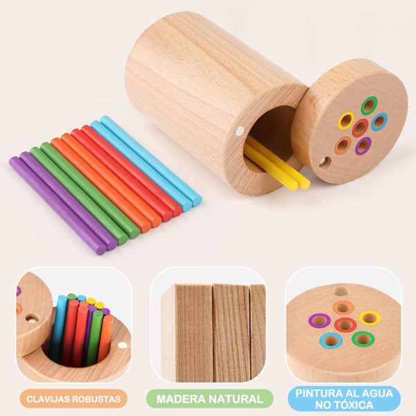 Montessori Träleksak för Bebisar, Finmotorik, Utbildande Spel för Att Lära Sig Räkna och Färger Leksak Barnpresent Flicka Pojke