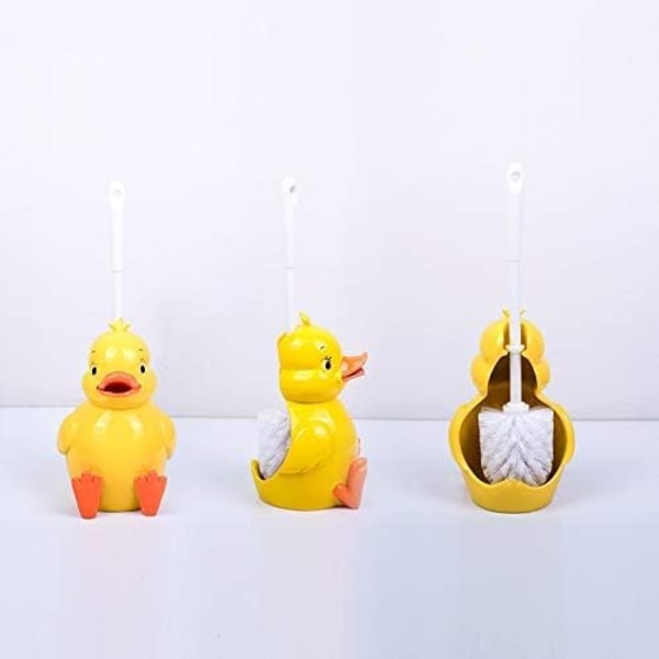 Kompakt Toalettbørste Baderom Nyhet Toalettbørsteholder Tegneserie And Resin Toalettskrubber Sett Gul Style 1