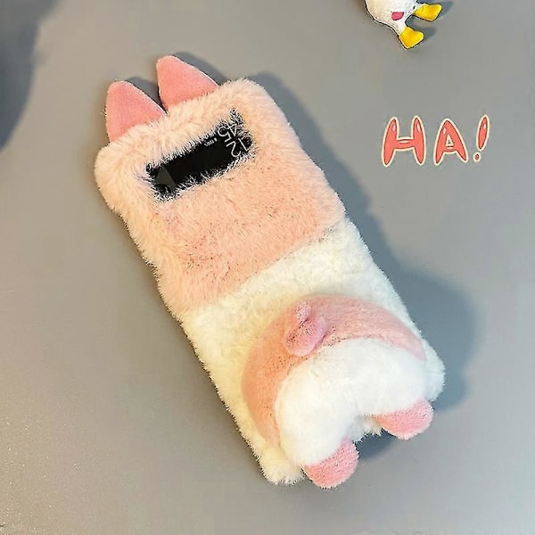 3D Söpö Corgi Peppu Kuori Yhteensopiva Samsung Galaxy Z Flip 4:n Kanssa, Ihana Pehmeä Pehmoturkki Suojakuori