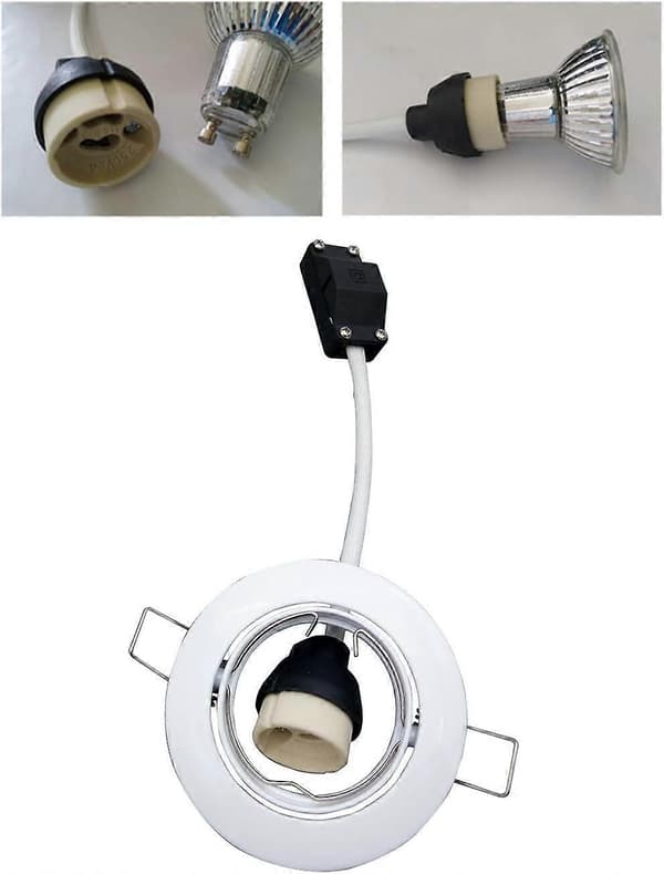GU10 Lamphållare, Glödlampssockelkontakt, Adapter för LED och Halogen, Keramisk Bas och Kopplingsplint