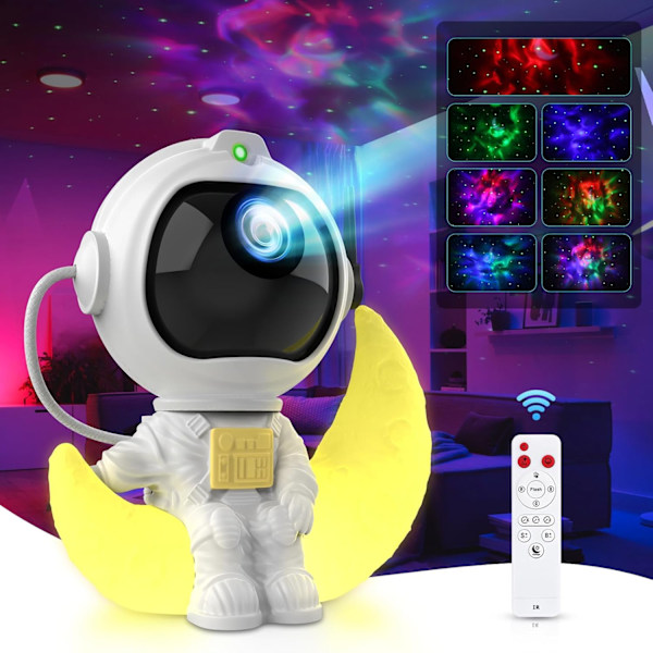 Astronaut Galaxy Projektor, Astronaut Projektor, Stjerneprojektor med Timer og Fjernkontroll, USB-drevet Rommann Lysprojektor