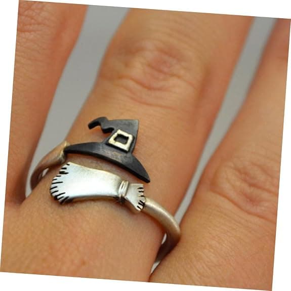 2 deler justerbar Halloween-ring for kvinner, kosthatt, gresskar elegant design for fest