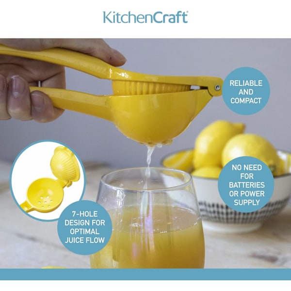 Citronpresser, håndholdt citronjuicer, 22,5 x 7,5 x 5 cm, gul