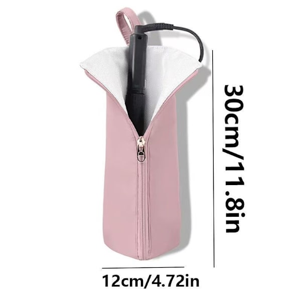 1 oppbevaringspose for krølltang, rosa, multifunksjonell, 30 x 12 cm