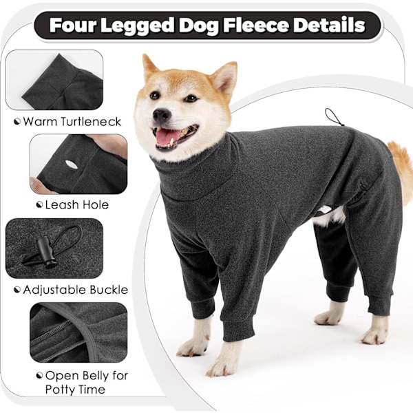1 stk. Størrelse L Hundefleecejakke Hund Vinter Genser Pyjamas Body Helkroppsjakke med Ben Varme Hundeklær Vindtett Body