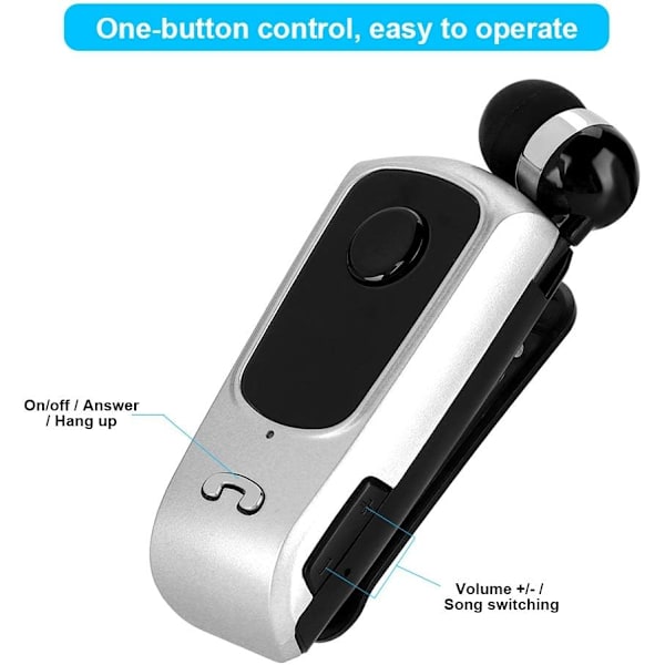 Sport Trådlöst Bluetooth 5.1 Headset Öronpropp Inbyggd Handsfree Enkelsidig Hörlur med Mikrofon (silver)