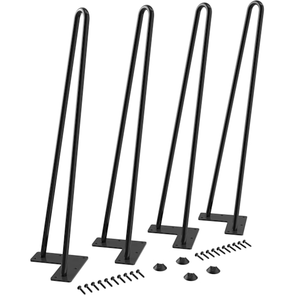 4 ST 51cm Hårnålsbordsben Max Stöd 204kg med Skyddsfötter, Modern Stil från Mitten av Århundradet för Möbelben, Soffbordsben 51cm