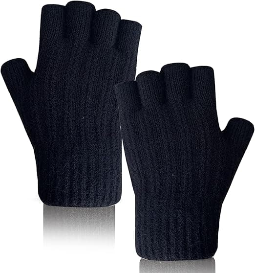 Vinterhalvfingerhandskar Fingerlösa Stickade Vantar Varma Stretchiga Handskar för Män Kvinnor Stickade Handskar