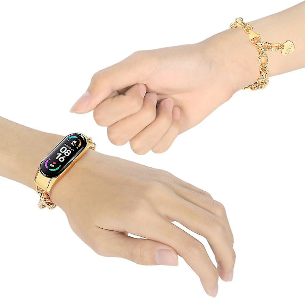 Smart armbåndrem for Xiaomi Mi Band 7 6 5, metallarmbånd i rustfritt stål for kvinner, armbånd for Xiaomi Mi Band 7