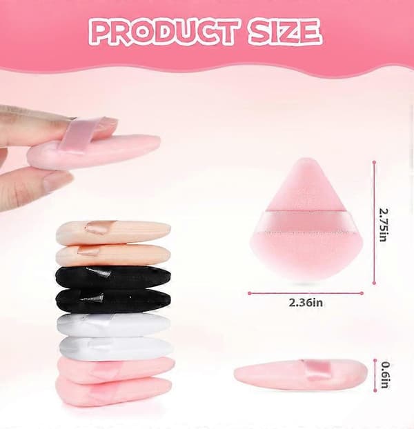 8 Stycken Triangel Puderpuff Ansikte Mjuk Triangel Sminkpuff