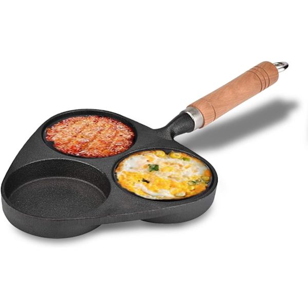 Æggepande, 3 Forme Støbejern Omelet Æg Burger Stegepande Pandekagepande