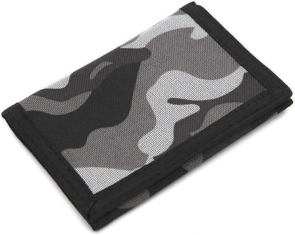RFID Slim Kamouflageplånbok/Tredelad Canvas Utomhus Sportplånbok för Pojkar & Barn - Grå