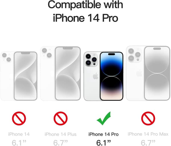 Magnetisk deksel til iPhone 14 Pro, gjennomsiktig | Kompatibel med MagSafe, støtsikkert støtfangerdeksel, ripebestandig