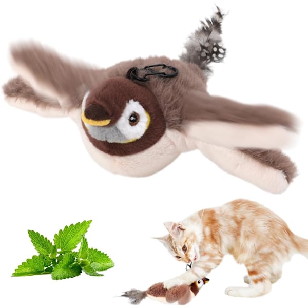 Flappande Fågel Katt Leksak, 2025 Nya Katt Leksaker, Flygande Fågel Katt Leksak, Kvittrande Fågel Katt Leksak Flappande Vingar, Interaktiva Katt Leksaker