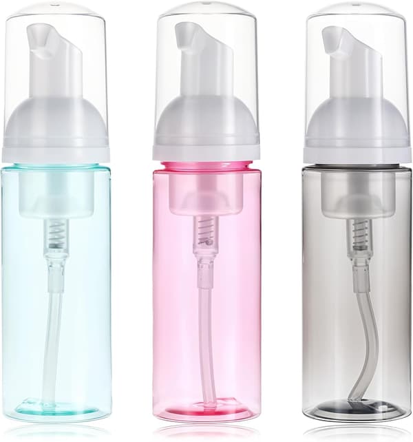 3 x 60 ml tomma pumpflaskor, tomma skumflaskor, genomskinliga påfyllningsbara skumpumpflaskor, skumtvåldispensrar