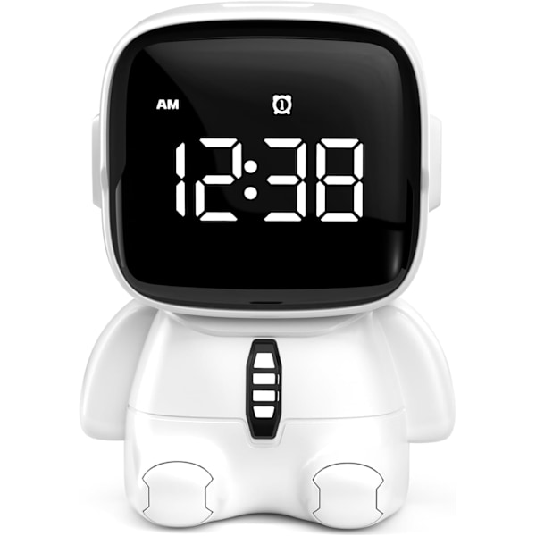 Digital väckarklocka för barn, morgonväckarklocka med 2 alarm/12/24 timmar/Snooze/Timer, 5 alarmmusik, justerbart ljud, USB-port