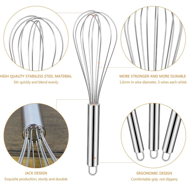Rustfrit Stål Piskeris Sæt 8\" 10\" 12\" Køkken Piskeris Ballon Piskeris Køkken Wisk Trådpiskeris