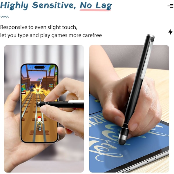 Stylus Pen (4 stk.), Universal Kapacitiv Touchscreen Gummispids Digital Pen Kompatibel med iPad, iPhone