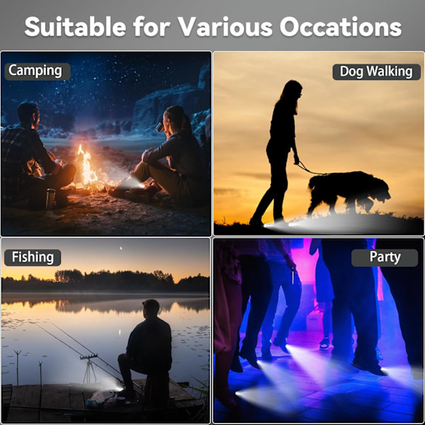 Hodelykter for sko 2 STK, 3 lysmoduser, IPX5 vanntett for camping, hundelufting, fotturer, rød