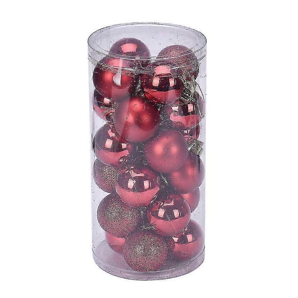 Julepynt julekule 4 cm 24 stk plast juletre dekorasjon ball rd