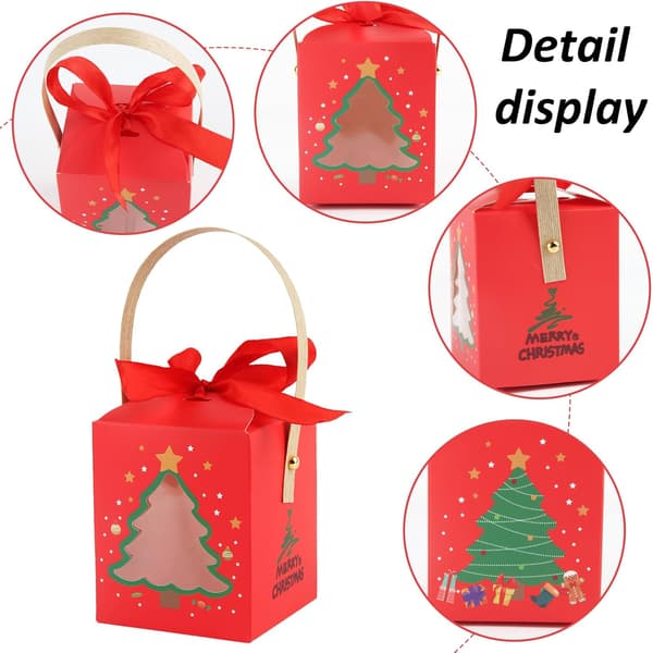 Presentförpackning, 4 Delar Julpresentförpackning Set, Små Presentaskar, Julgodislåda, Presentaskar i Kartong för Jul, Fest, Presentdekoration
