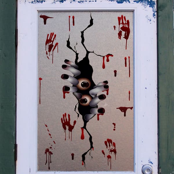 2 st Handavtrycksväggdekaler Kylskåpsdekaler Halloween Dekor Fönsterdekal，25*70cm
