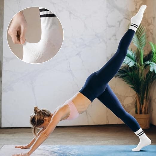 Set med 3 par halkfria strumpor för kvinnor, för pilates, balett, dans, studsmatta