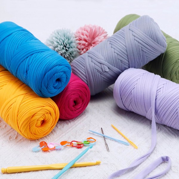 400g Elastiskt Tyg Garn för Stickning av T-shirt, Tjockt Virkgarn, för Virkade Väskor/Korgar/Mattor, DIY-Hantverk peacock green