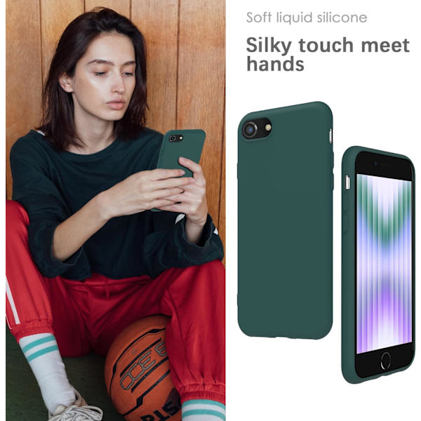 iPhone SE 2020/2022, iPhone 8/7, Soft-Touch, Stødsikker, Støvtæt, Skridsikker Apple Telefon Cover - Mørkegrøn