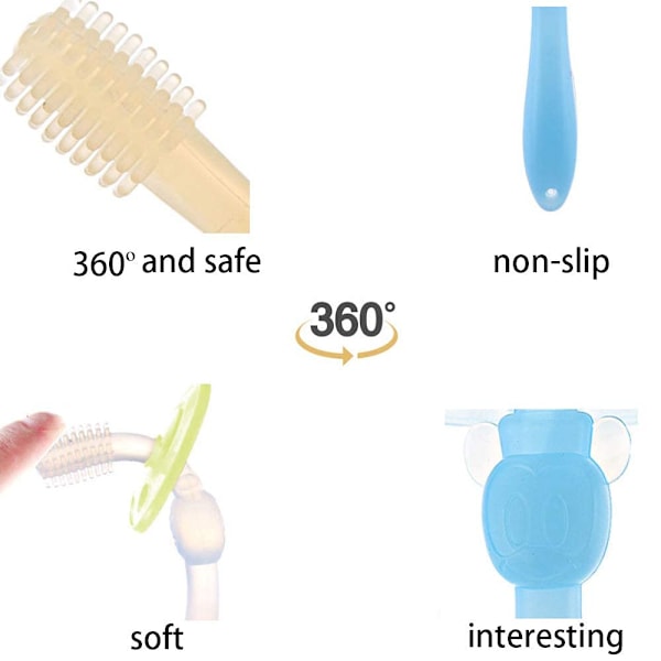 Baby Småbørn Bideringe, Bløde Børster, 360 Træningstandbørster, Silikone Bidelegetøj/Sutter, Gummemassører
