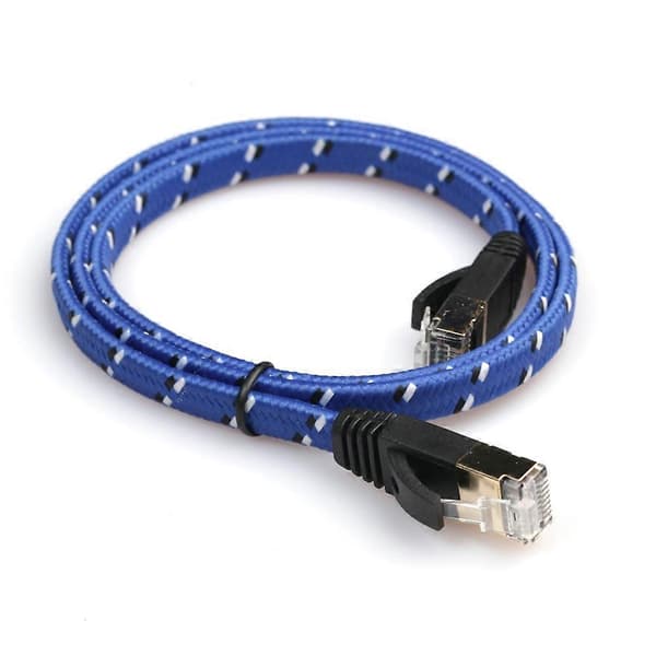 1,8 m kudottu CAT-7 10 Gigabit Ethernet -litteä patch-kaapeli