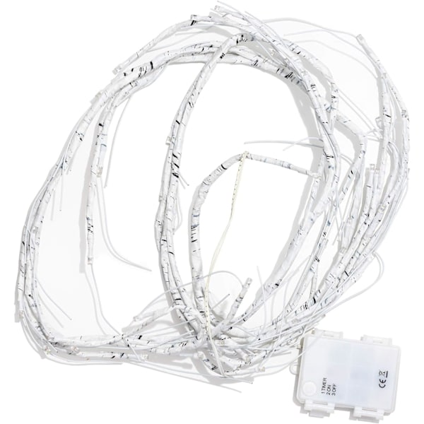 1,5 m Birk Julestang med 48 LED-lys | Batteridrevet Julepynt | Julebordspynt