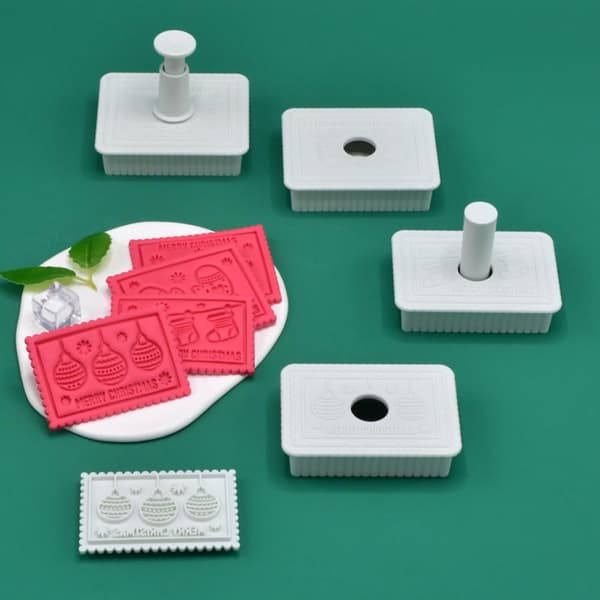Julkakformar, Set med 4 Julkakstämplar, Fondant Präglingsverktyg, Bakform