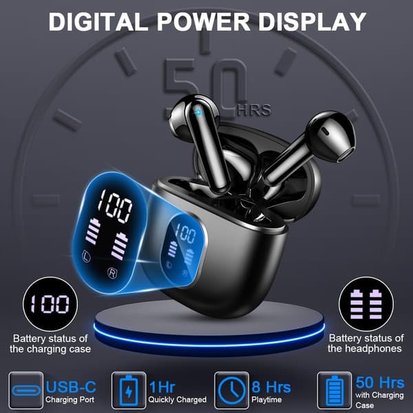 Trådløse Bluetooth-hovedtelefoner 5.4 HiFi Stereo, Bas, 50 timers spilletid
