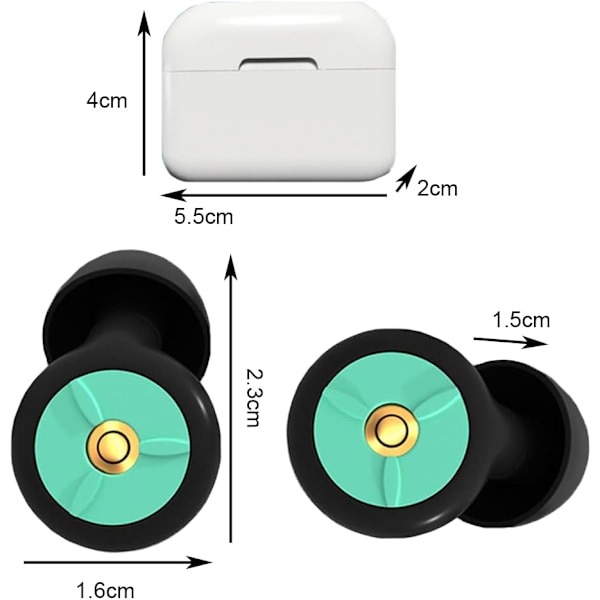 Öronproppar för sömn, återanvändbara brusreducerande öronproppar med bärfodral, 28db brusreducering, 3 par öronproppar i/S/M/L, svart/grön