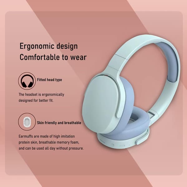 Trådløst Bluetooth Headset, Reduksjon Justerbart Trådløst Headset, Bluetooth-kompatible 5.1 Stereo Over Ear Hodetelefoner for Sport Reise Blå