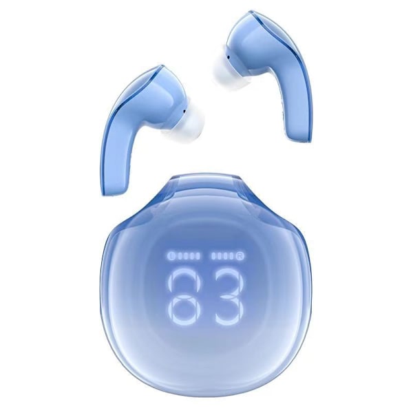 HK18 Langattomat kuulokkeet, Bluetooth 5.3, Melua vaimentavat kristallinkirkkaat nappikuulokkeet, digitaalisella LED-näytöllä, sininen