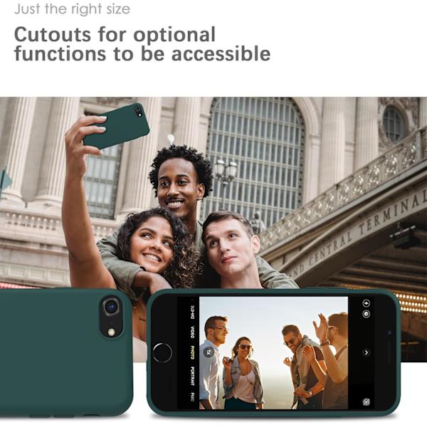 iPhone SE 2020/2022, iPhone 8/7, pehmeäpintainen, iskunkestävä, pölytiivis, liukumaton Apple-puhelimen suojakuori - tummanvihreä