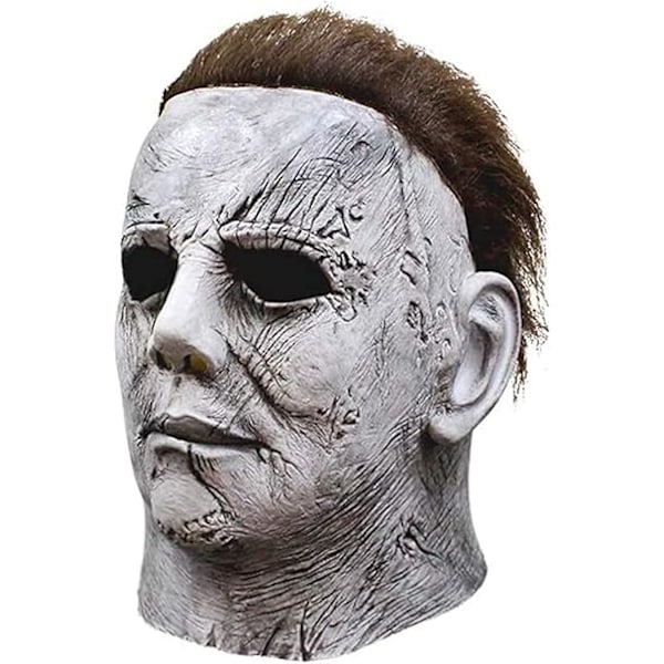 Michael Myers Mask för Vuxna Män, Latex Mike Myers Cosplay Mask med Hår för Halloween Kostym Temafest Rekvisita