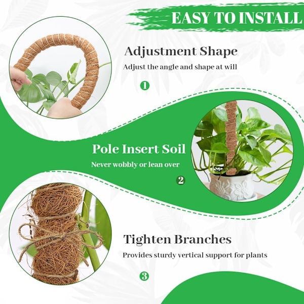 Mossstänger 122 cm/63cm (25 tum/48 tum), 2 st Böjbara Mossstänger Utomhus Inomhus Klätterväxtstöd