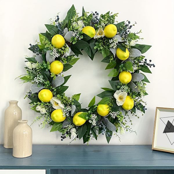 Kranse, Sommer Citron Kranse, Eukalyptus Krans til Hoveddør, Krans Dekorationer til Forår, Sommer, Efterår og Vinter