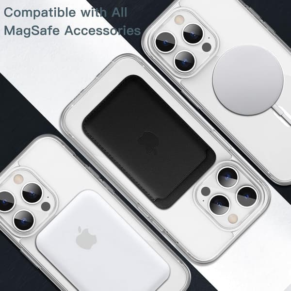 Magnetisk etui til iPhone 14 Pro, gennemsigtig | Kompatibel med MagSafe, stødsikkert bumper-etui, ridsefast